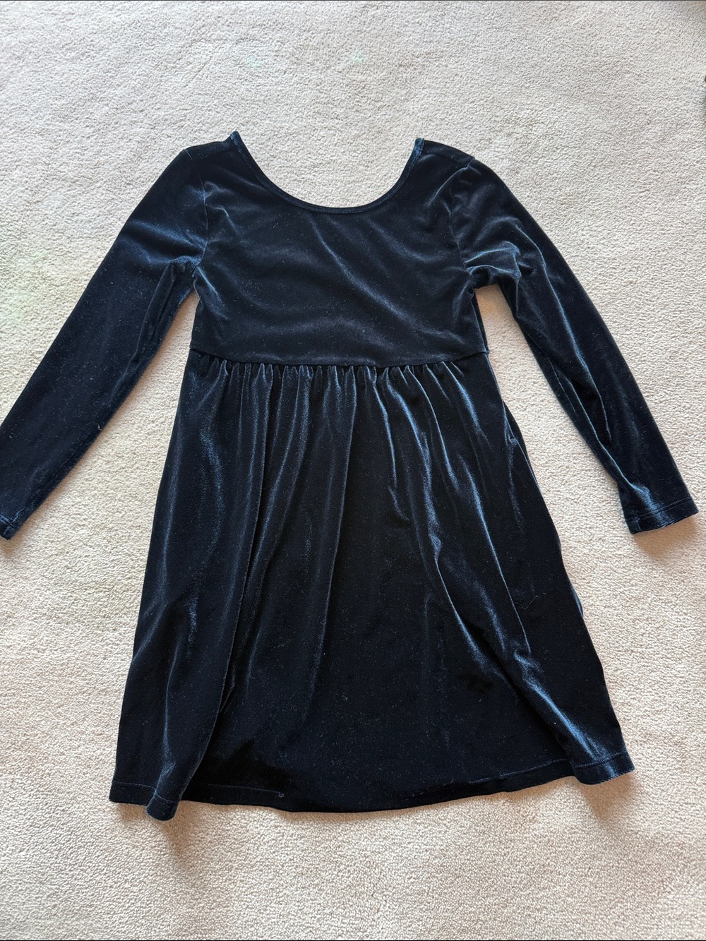Old Navy Navy Velvet Long-Sleeve Girls' Dress - Size 6-7